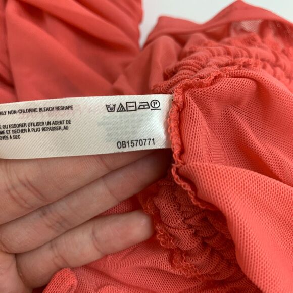 Anthropologie Sheer Mesh Cover Up Dress Womens 2XS Rose Knit Column Ruched Tie - Picture 8 of 16